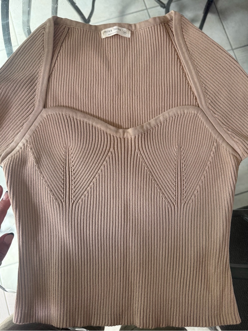 Miss Iovv Taupe Ribbed Sweetheart Tank
